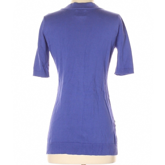 TABITHA Blue Button Fitted Short Sleeved Cardigan - Picture 2 of 12